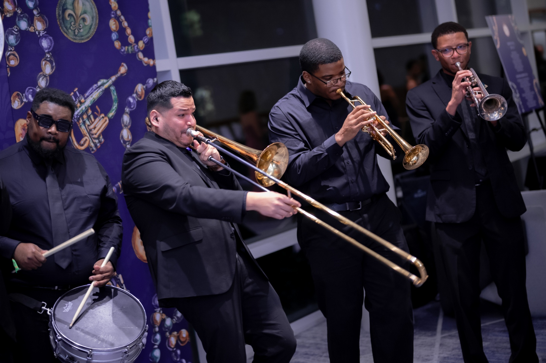 Trombones and trumpets close-up